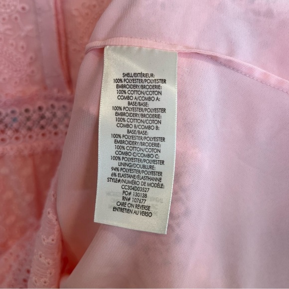 Alice + Olivia Blakesley Embroidered Lace Jacquard Tier Mini Dress Light Pink 6 - Picture 7 of 8